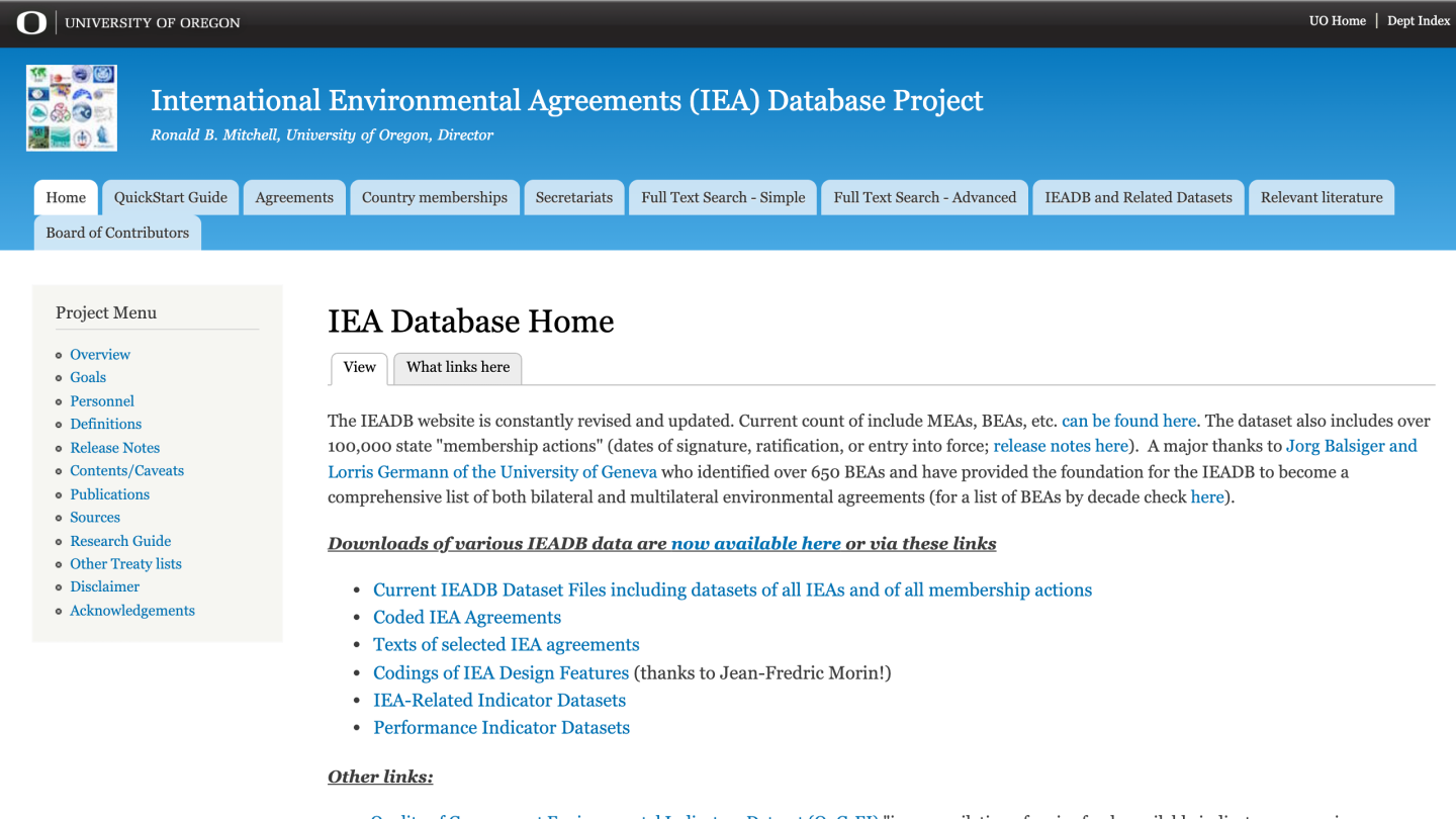 IEA Database Project Landing Page