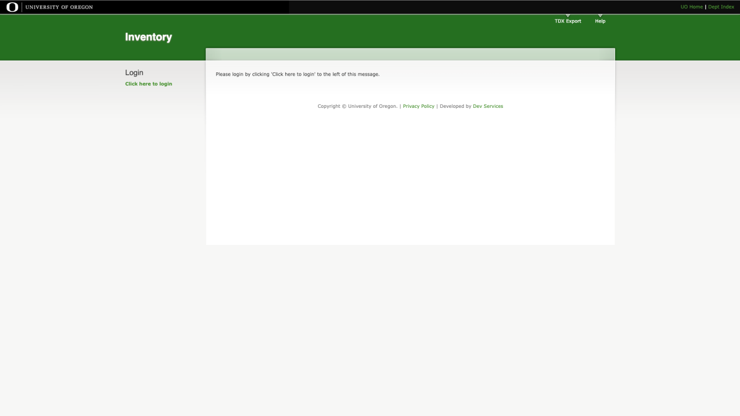 Preview of Inventory.uoregon.edu Web Site.